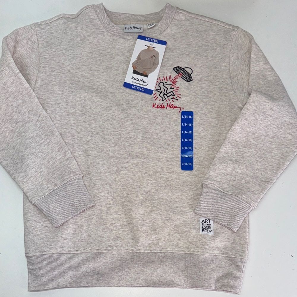 keith haring Gray Sweater Sz L (14-16 ) NWT